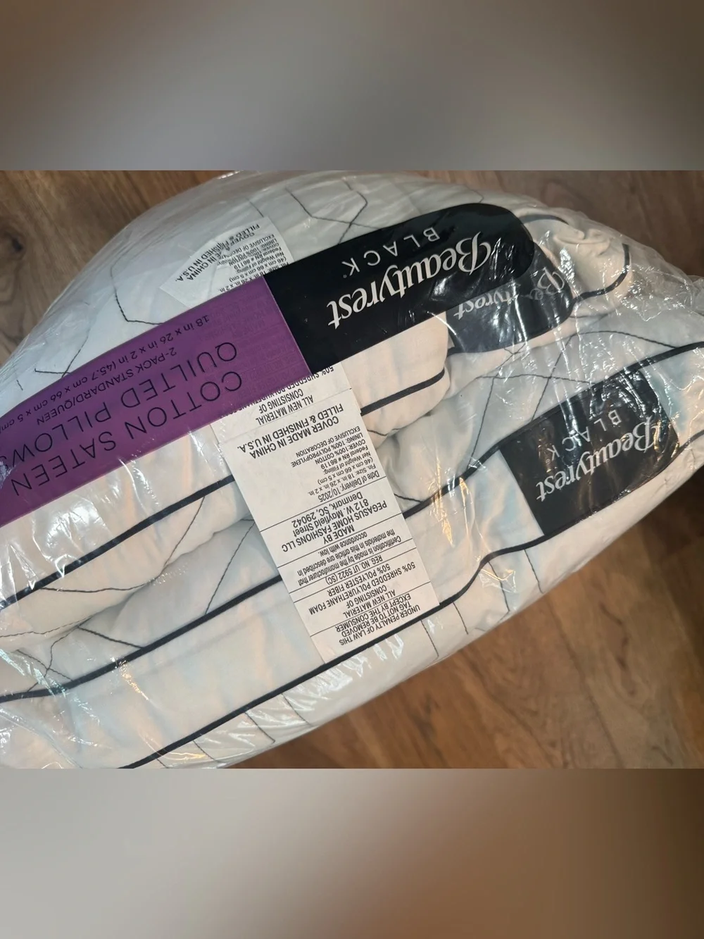 BEAUTYREST BLACK 2pk Luxurious Cotton Sateen Down Alternative Pillows